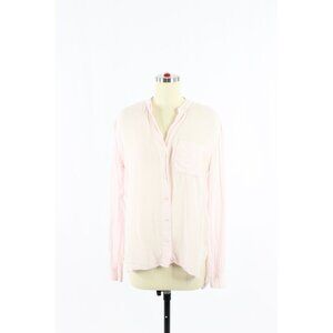 JAMES PERSE Pale Pink Rayon Challis Split Neck Button Down Tunic Shirt, Size 2/M
